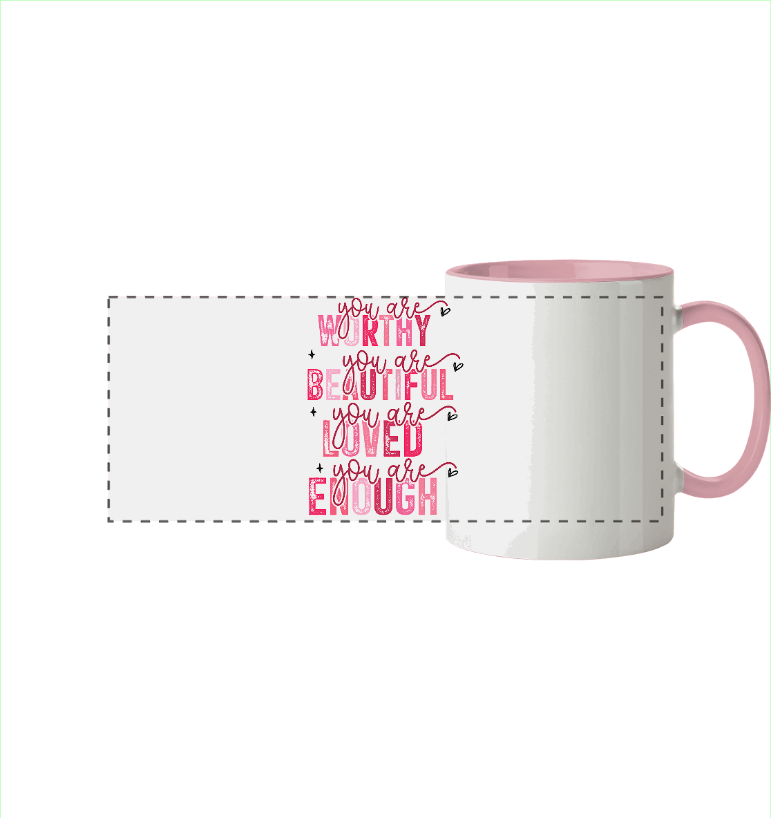 Du bist wertvoll – Eine Erinnerung an die Wahrheit - Panorama Tasse zweifarbig - GfoitMa - Altrosa / 330ml