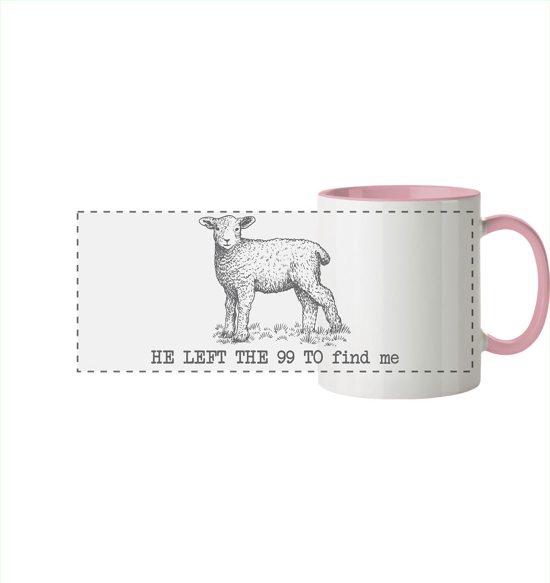 He Left the 99 to Find Me - Panorama Tasse zweifarbig - GfoitMa - Altrosa / 330ml