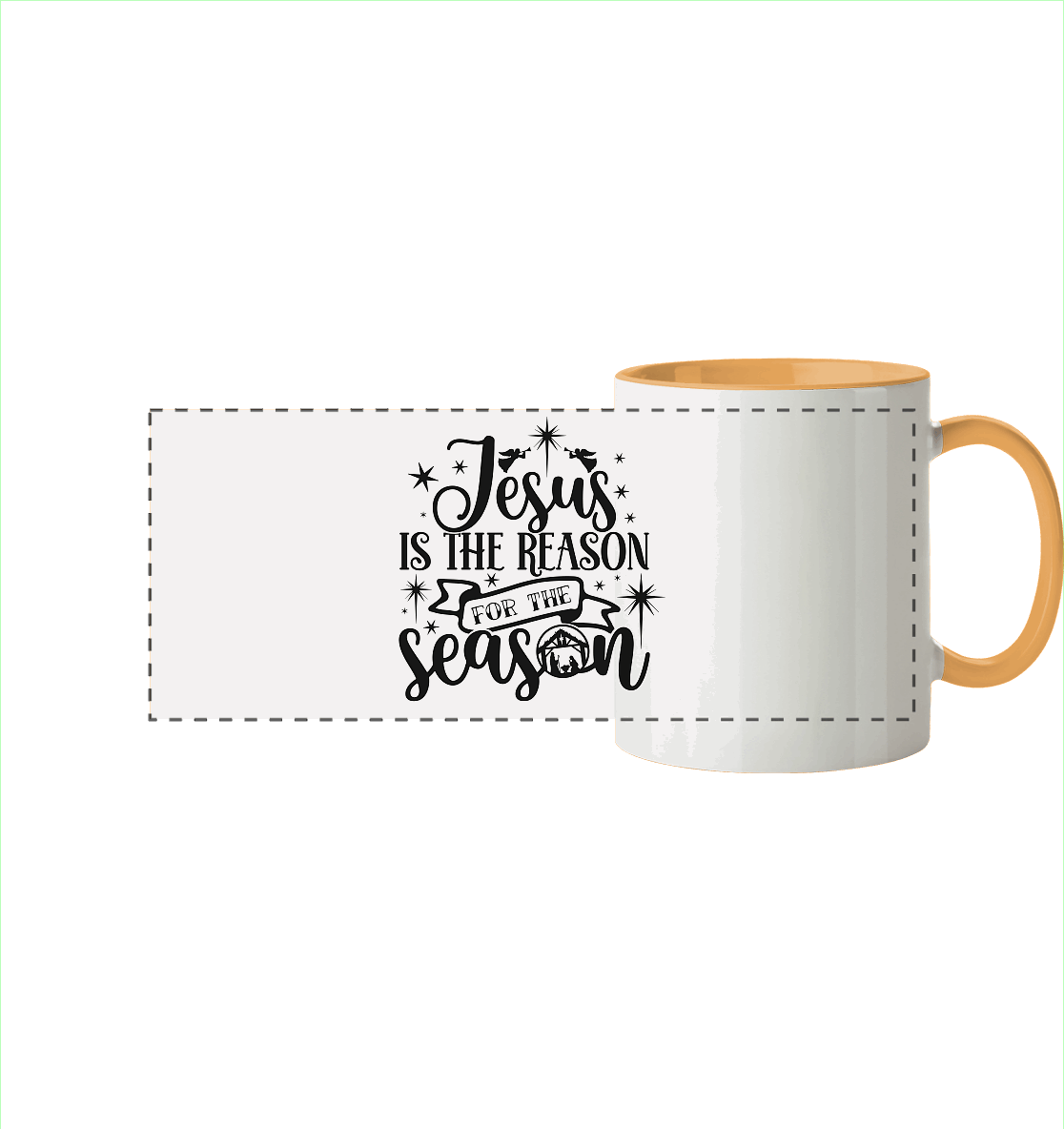 Jesus – Der Grund für die Weihnachtszeit II - Panorama Tasse zweifarbig