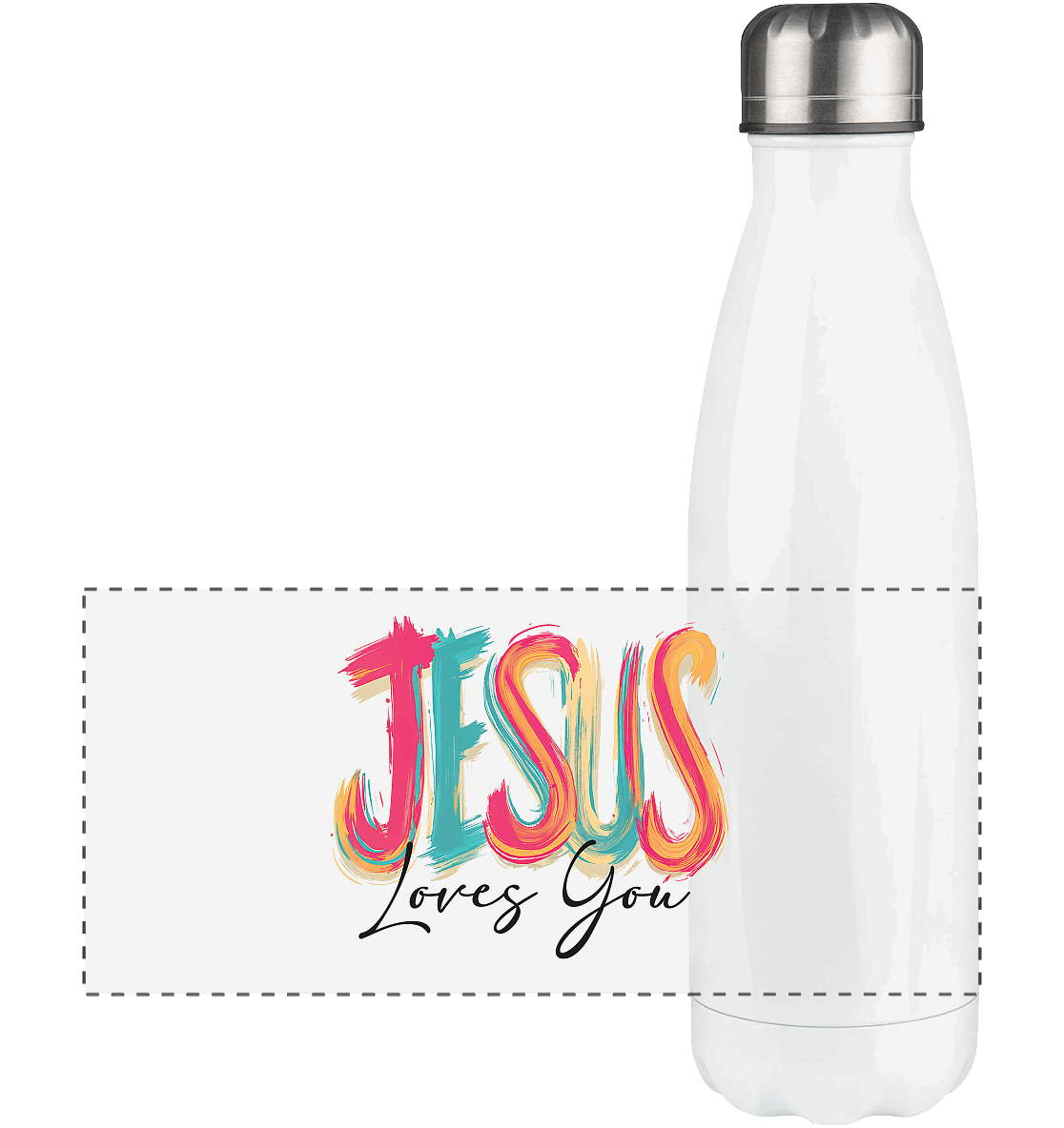 Jesus Loves You – Buntes Design voller Hoffnung und Liebe | Christliches Design - Panorama Thermoflasche 500ml