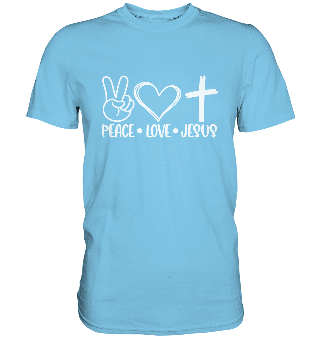 Frieden, Liebe, Jesus: Christliche Kleidungskollektion - Premium Shirt - GfoitMa - Sky Blue / S