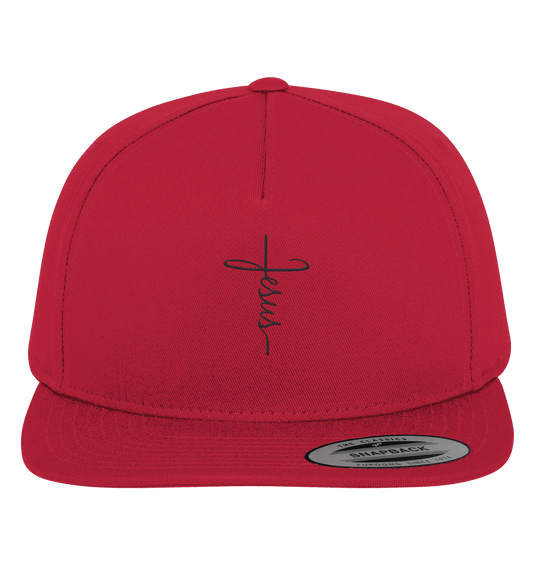 Kreuz mit Jesus Schrift - Premium Snapback (Stick)