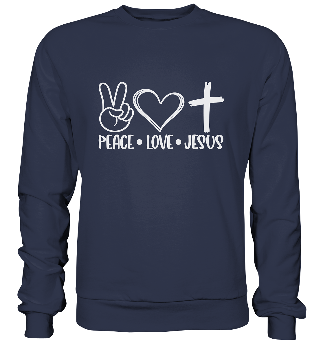 Frieden, Liebe, Jesus: Christliche Kleidungskollektion - Premium Sweatshirt - GfoitMa - Deep Navy / S