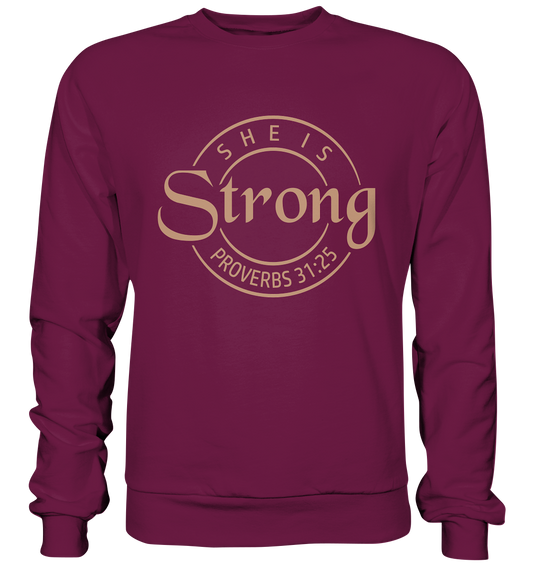 Sie ist stark - Sprüche 31,25 - Premium Sweatshirt - GfoitMa - Burgund / S