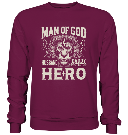 Man of God - Husband, Daddy, Hero - Premium Sweatshirt - GfoitMa - Burgund / S