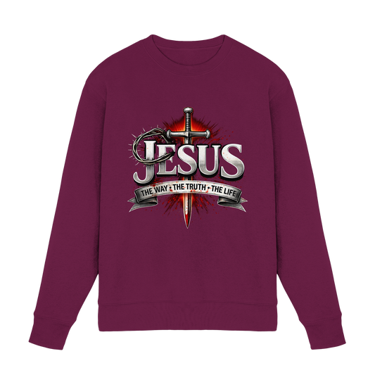 „Jesus: Der Weg, die Wahrheit, das Leben“ mit Schwert und Dornenkrone - Premium Sweatshirt