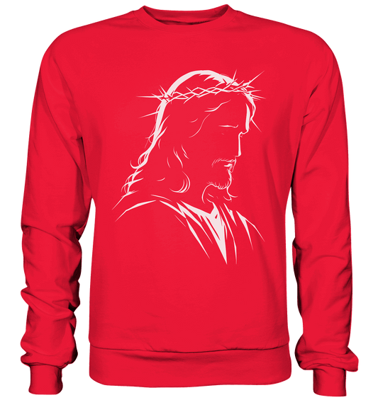 Der Blick des Erlösers – Jesus-Silhouette im Konturdesign | Christliche Kleidung - Premium Sweatshirt