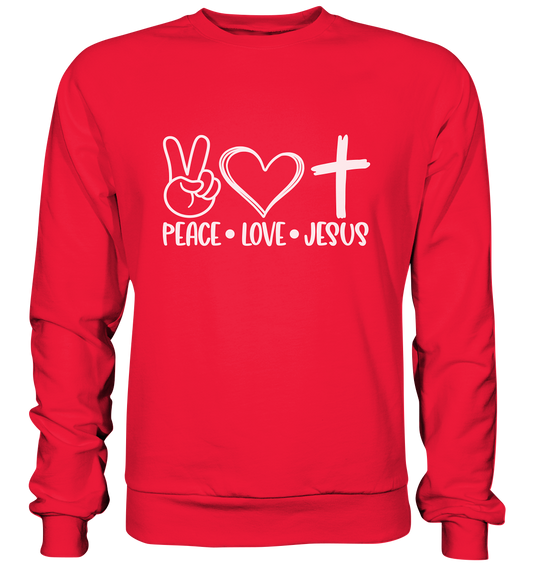Frieden, Liebe, Jesus: Christliche Kleidungskollektion - Premium Sweatshirt - GfoitMa - Rot / S