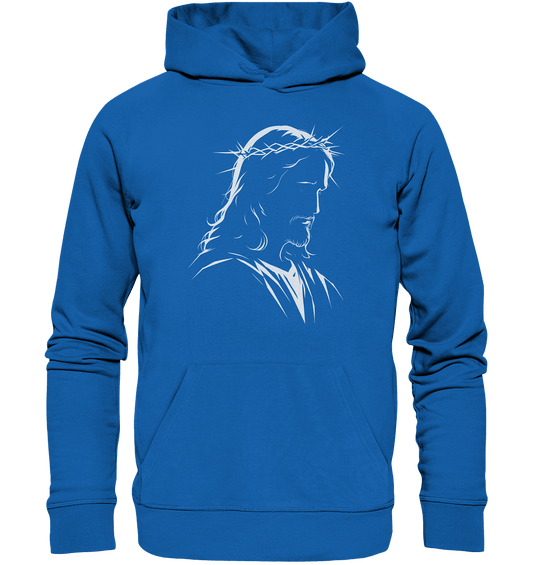Der Blick des Erlösers – Jesus-Silhouette im Konturdesign | Christliche Kleidung - Premium Unisex Hoodie