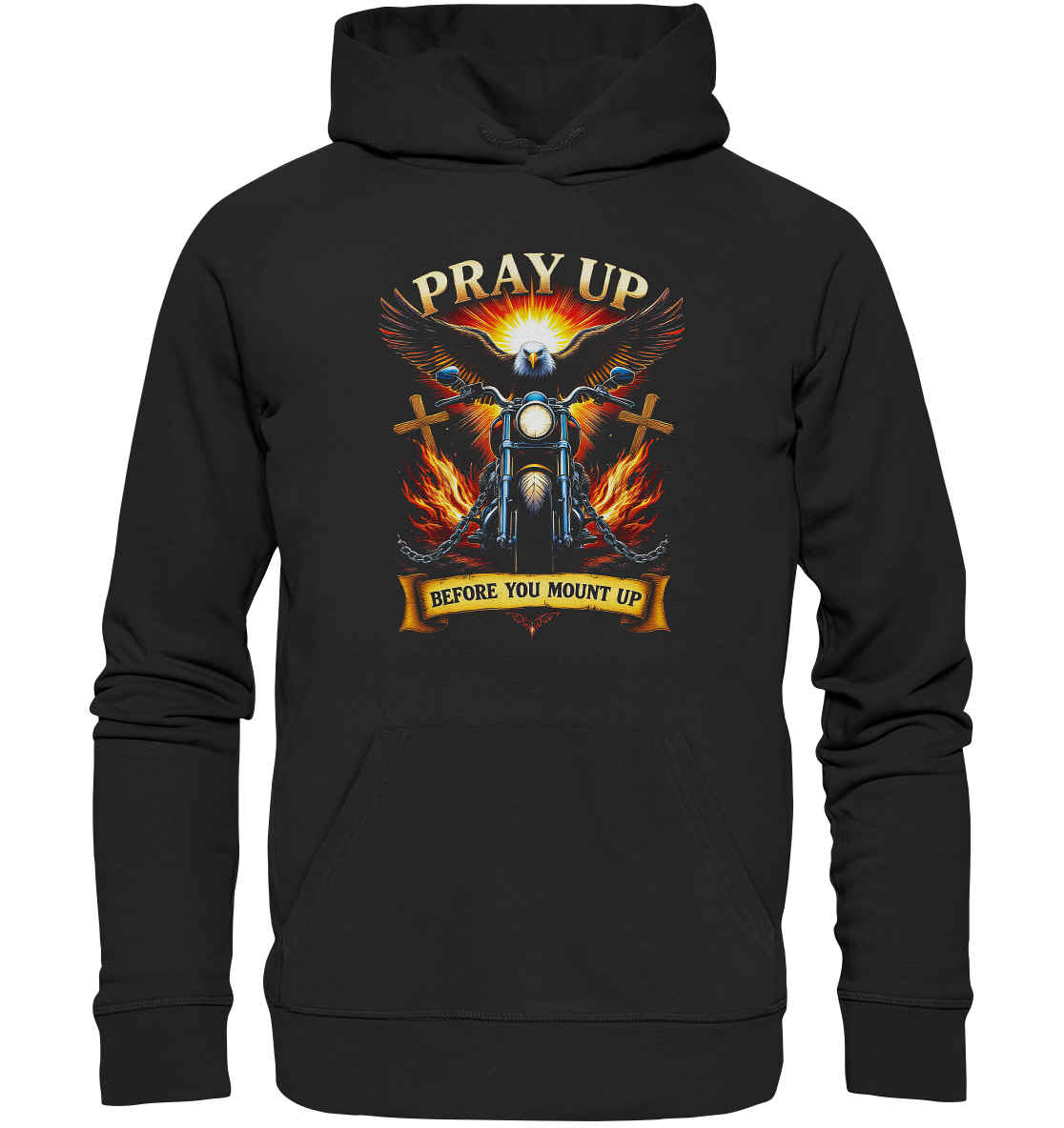 Pray Up, Before You Mount Up - Premium Unisex Hoodie - GfoitMa - Black / S