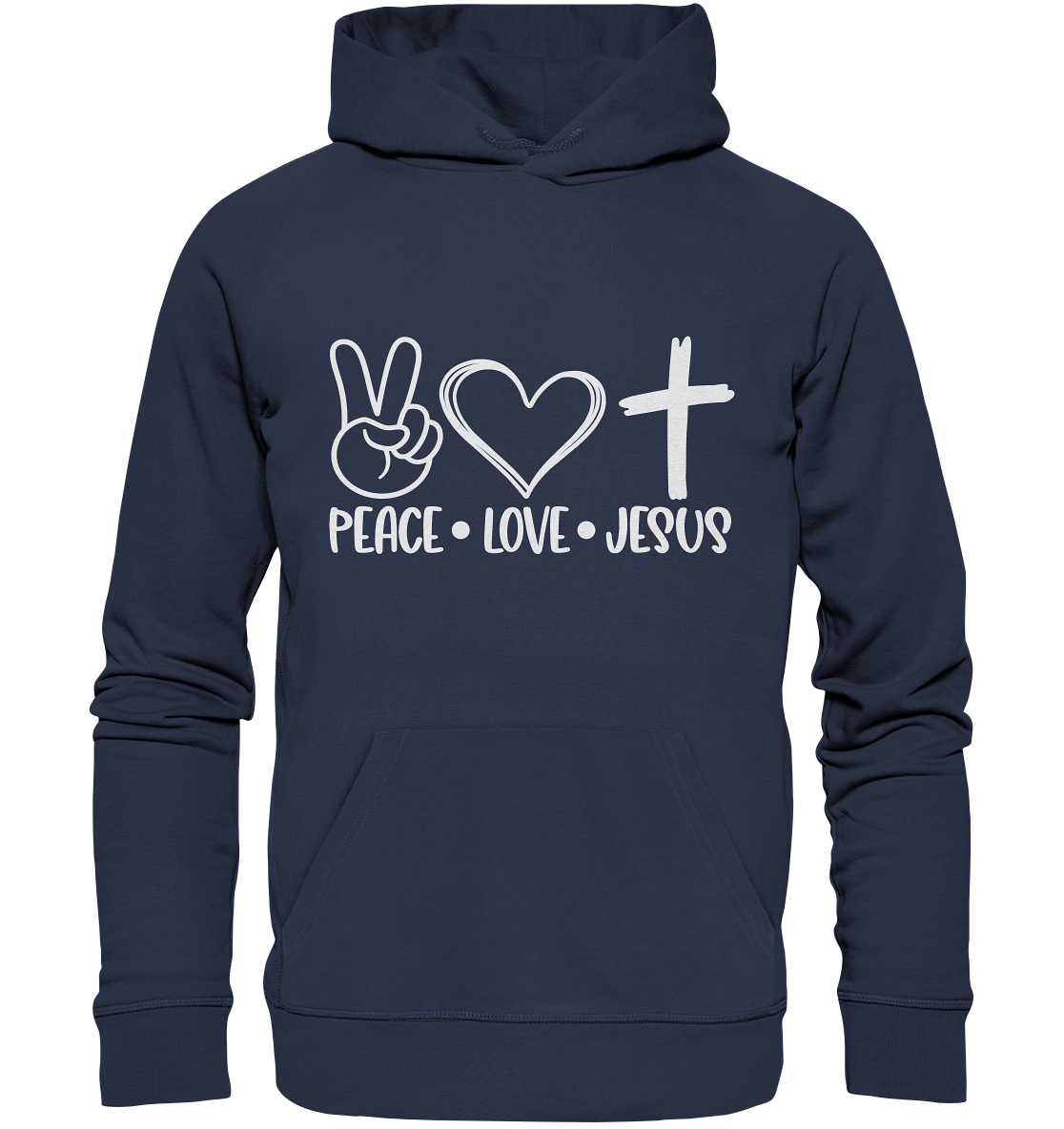 Frieden, Liebe, Jesus: Christliche Kleidungskollektion - Premium Unisex Hoodie - GfoitMa - Deep Navy / S