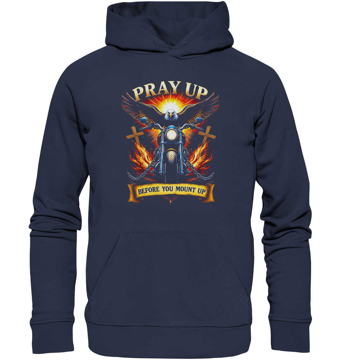 Pray Up, Before You Mount Up - Premium Unisex Hoodie - GfoitMa - Deep Navy / S