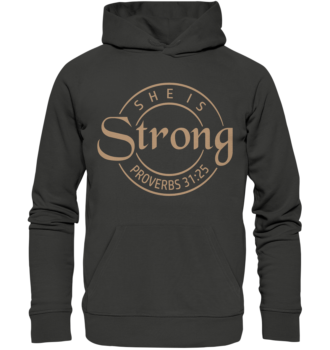 Sie ist stark - Sprüche 31,25 - Premium Unisex Hoodie - GfoitMa - Charcoal / S