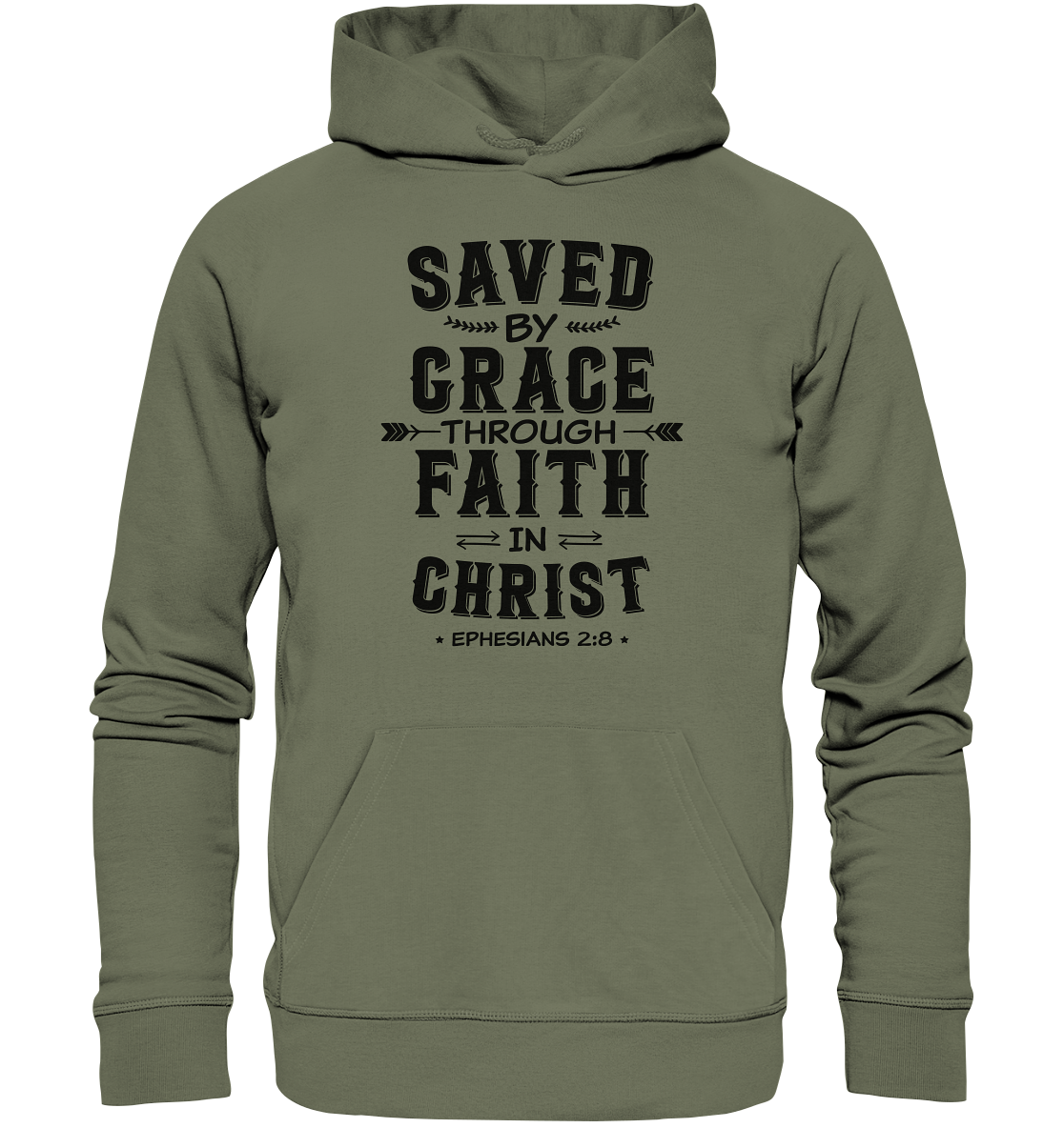 Saved by Grace through Faith in Christ - Premium Unisex Hoodie - GfoitMa - Classic Olive / S