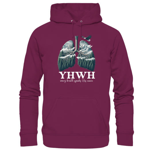 YHWH – Every Breath Speaks His Name | Atem des Lebens | Christliches Design - Premium Unisex Hoodie