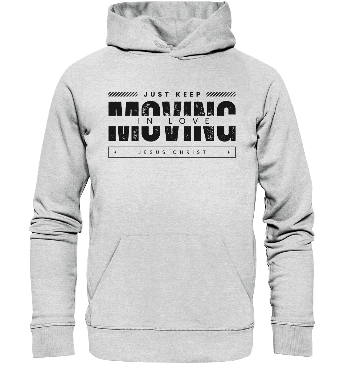 Unerschütterliche Liebe: Mit Jesus Christus in Bewegung bleiben - Premium Unisex Hoodie - GfoitMa - Heather Grey (meliert) / S