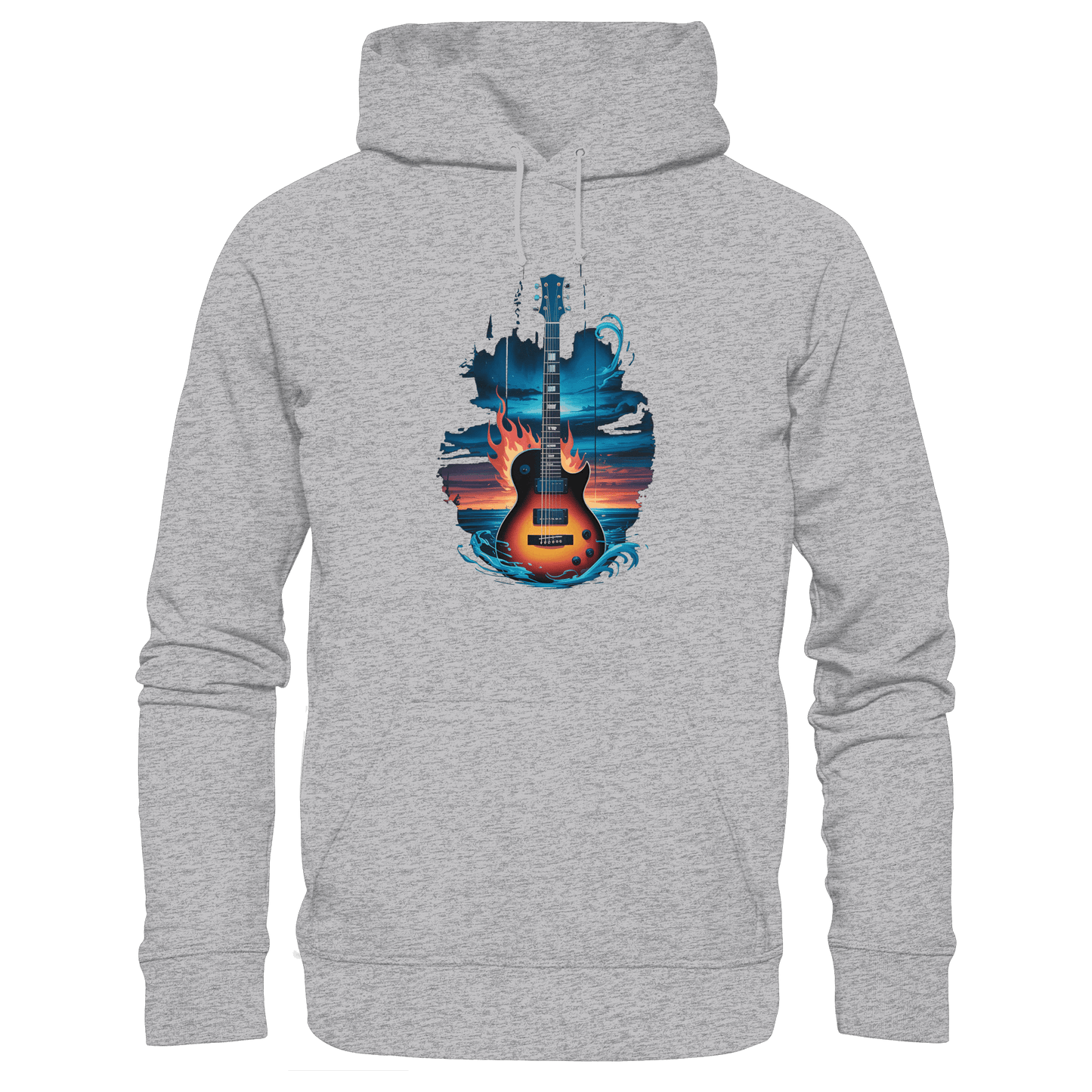 Fire & Water Guitar – Künstlerisches Gitarren Design für Musiker & Worshipper - Premium Unisex Hoodie