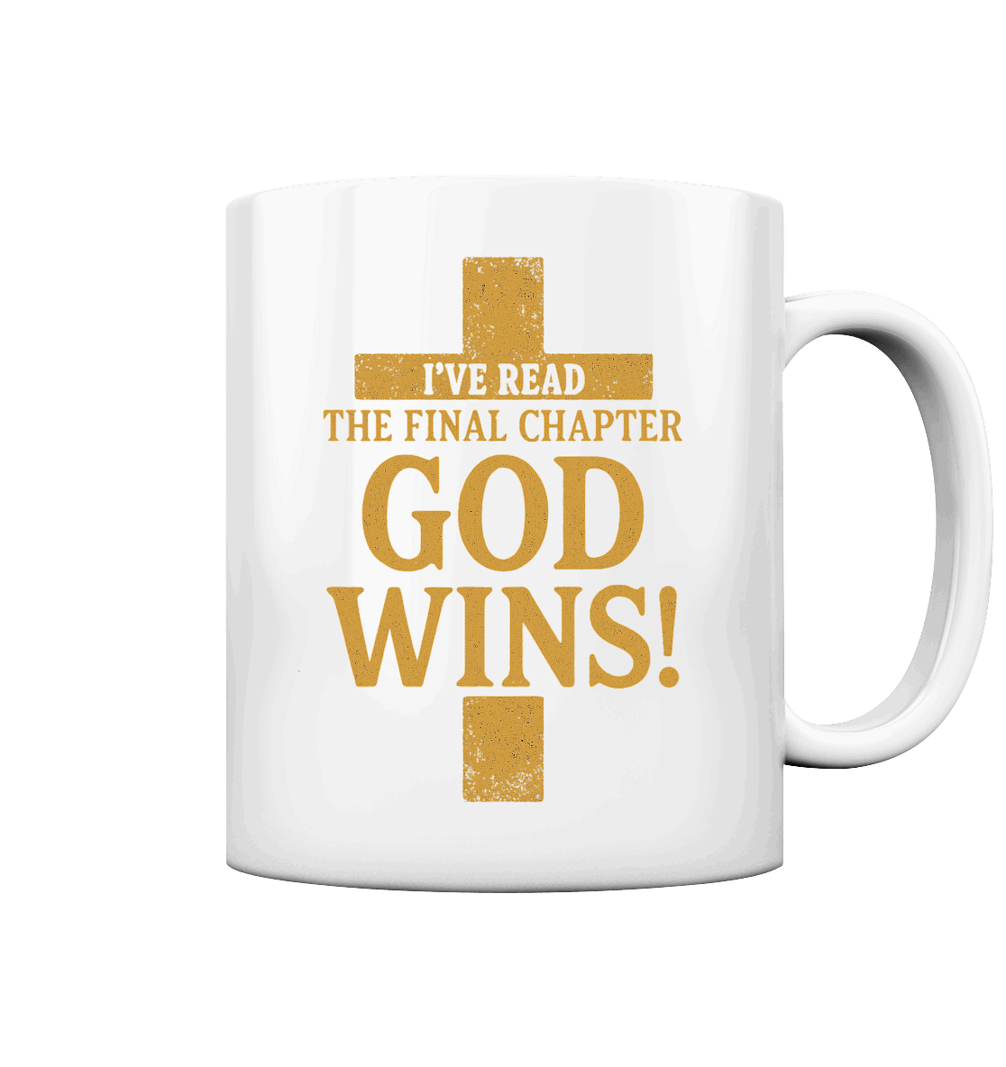 GOD WINS – Das Ende steht fest | Christliche Kleidung & Geschenke im Kreuz-Design - Tasse glossy