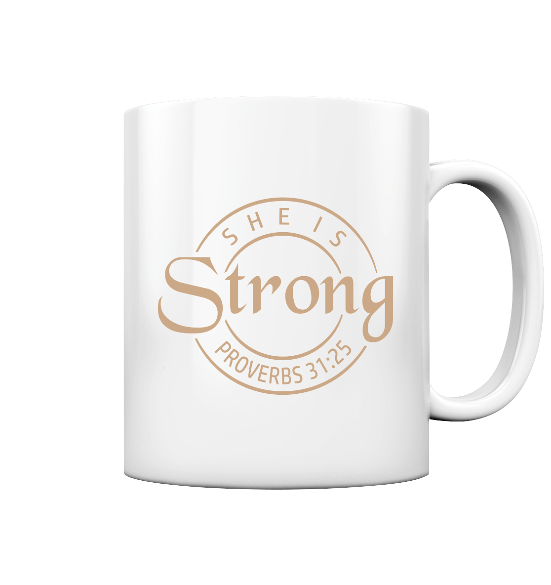 Sie ist stark - Sprüche 31,25 - Tasse glossy - GfoitMa - White glossy / 330ml