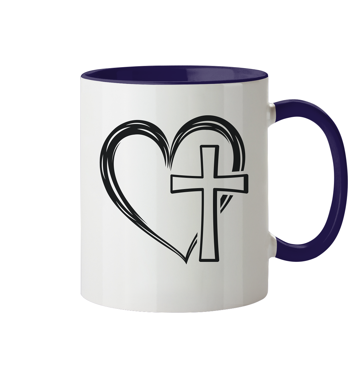 Herz & Kreuz Design - Tasse zweifarbig - GfoitMa - Kobaltblau / 330ml