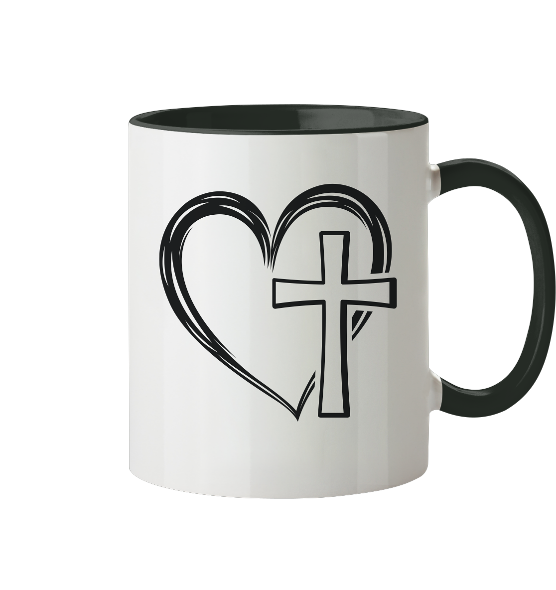 Herz & Kreuz Design - Tasse zweifarbig - GfoitMa - Black / 330ml