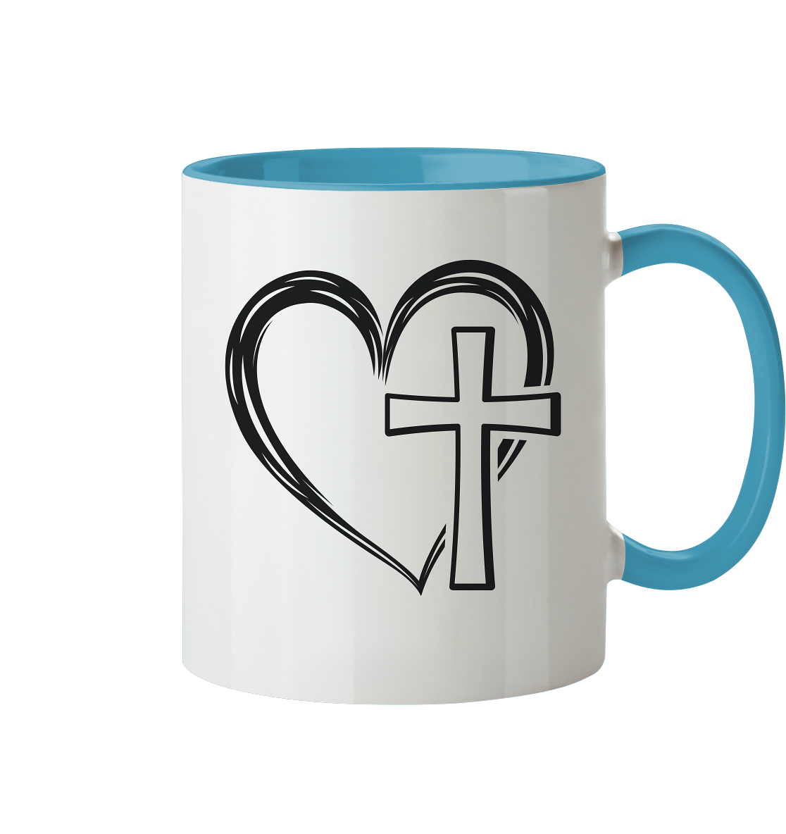 Herz & Kreuz Design - Tasse zweifarbig - GfoitMa - Hellblau / 330ml