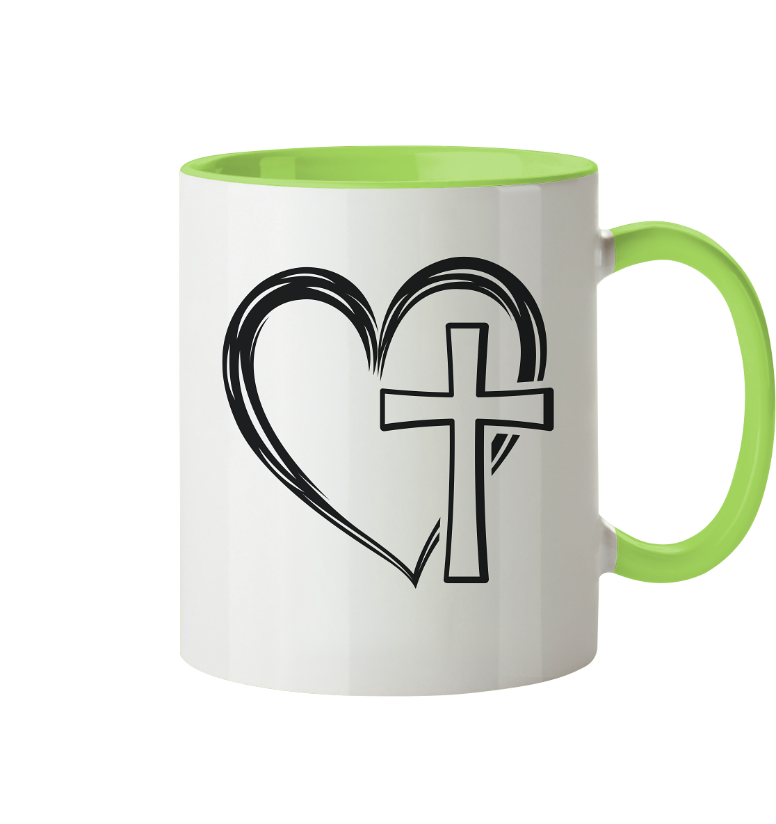 Herz & Kreuz Design - Tasse zweifarbig - GfoitMa - Hellgrün / 330ml