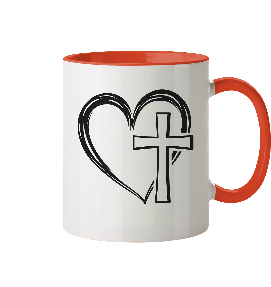 Herz & Kreuz Design - Tasse zweifarbig - GfoitMa - Orange / 330ml
