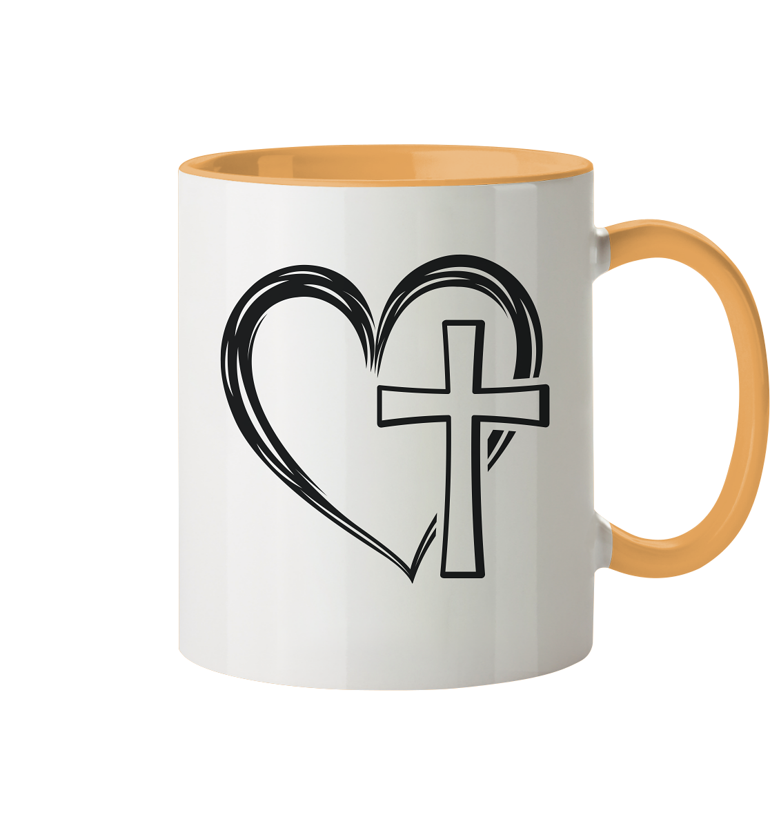 Herz & Kreuz Design - Tasse zweifarbig - GfoitMa - Goldgelb / 330ml