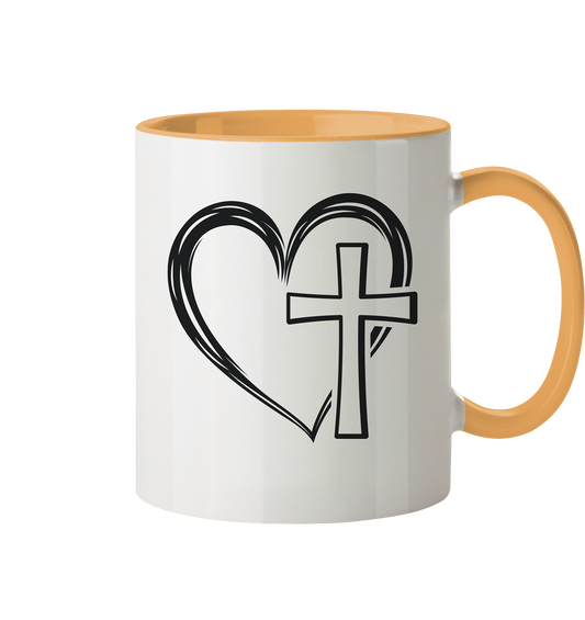 Herz & Kreuz Design - Tasse zweifarbig - GfoitMa - Goldgelb / 330ml