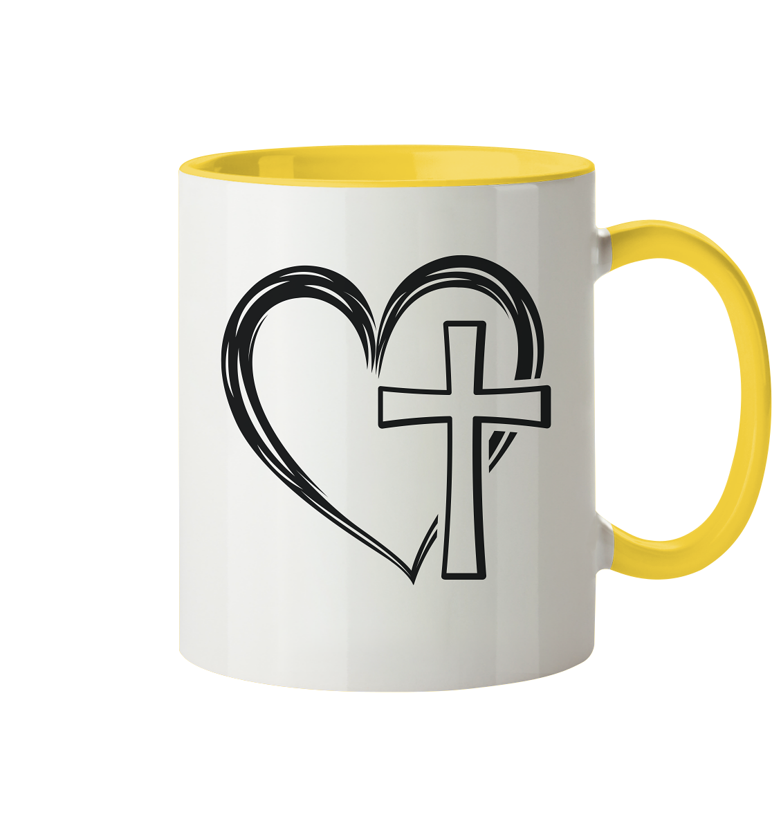Herz & Kreuz Design - Tasse zweifarbig - GfoitMa - Hellgelb / 330ml