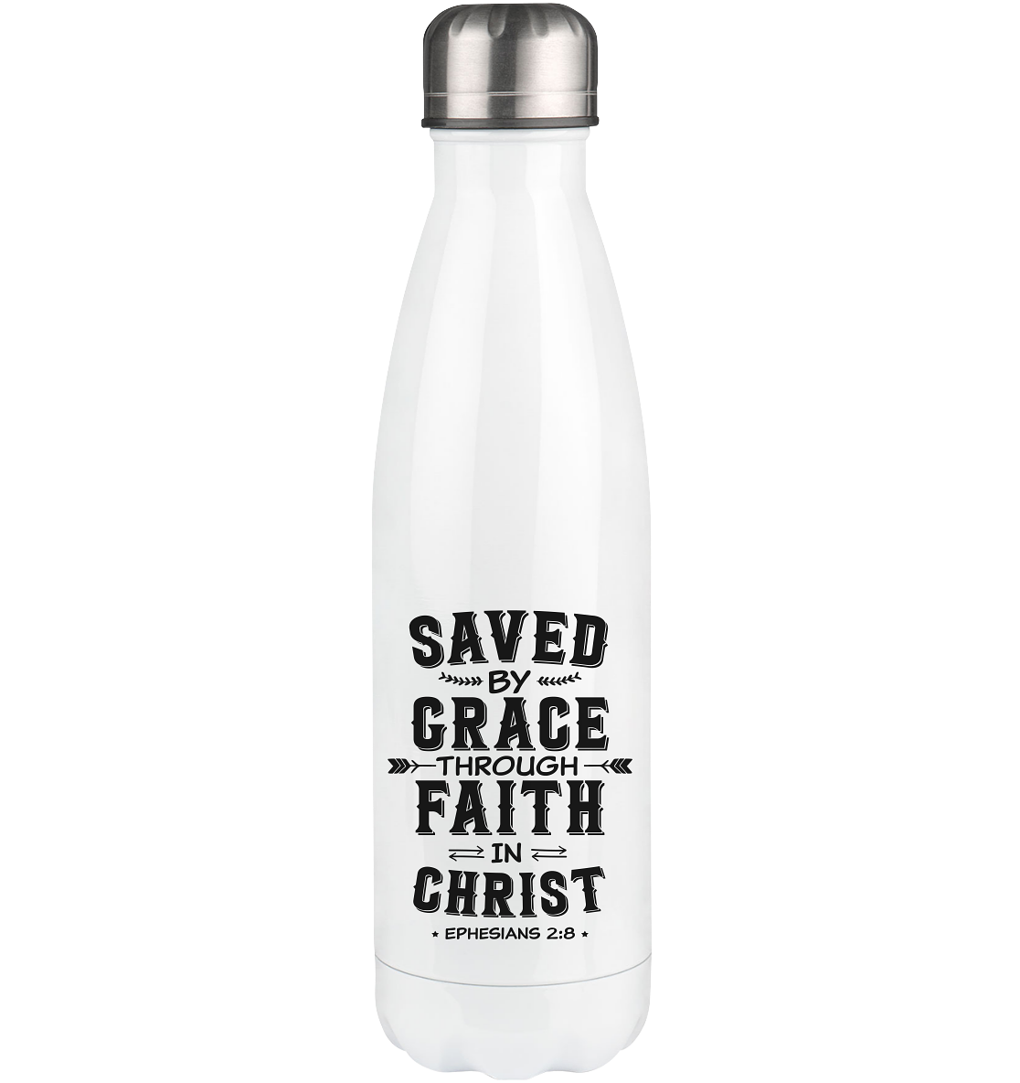 Saved by Grace through Faith in Christ - Thermoflasche 500ml - GfoitMa - White / 500ml