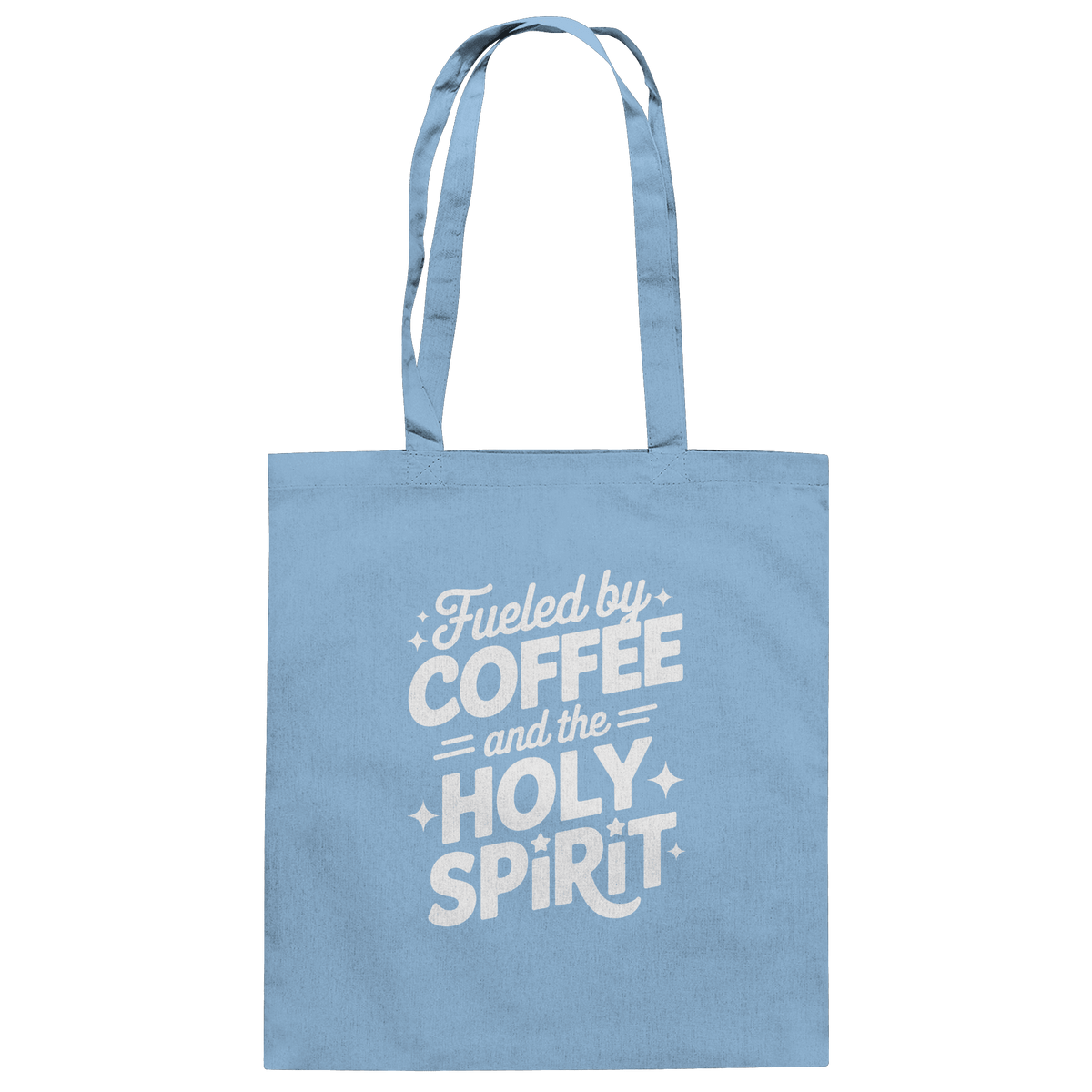 Fueled by Coffee & the Holy Spirit – Alltag mit Kraft von oben - Baumwolltasche - Taschen - Sky Blue - GfoitMa