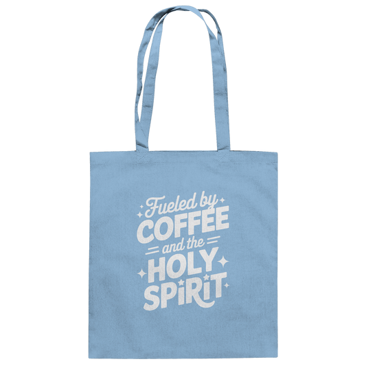 Fueled by Coffee & the Holy Spirit – Alltag mit Kraft von oben - Baumwolltasche - Taschen - Sky Blue - GfoitMa