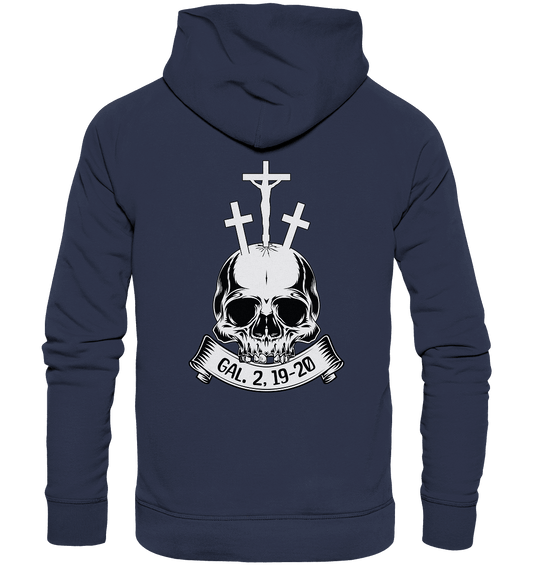 Gekreuzigt mit Christus – Galater 2,19–20 | Christliche Kleidung - Premium Unisex Hoodie - Hoodies - Deep Navy - GfoitMa