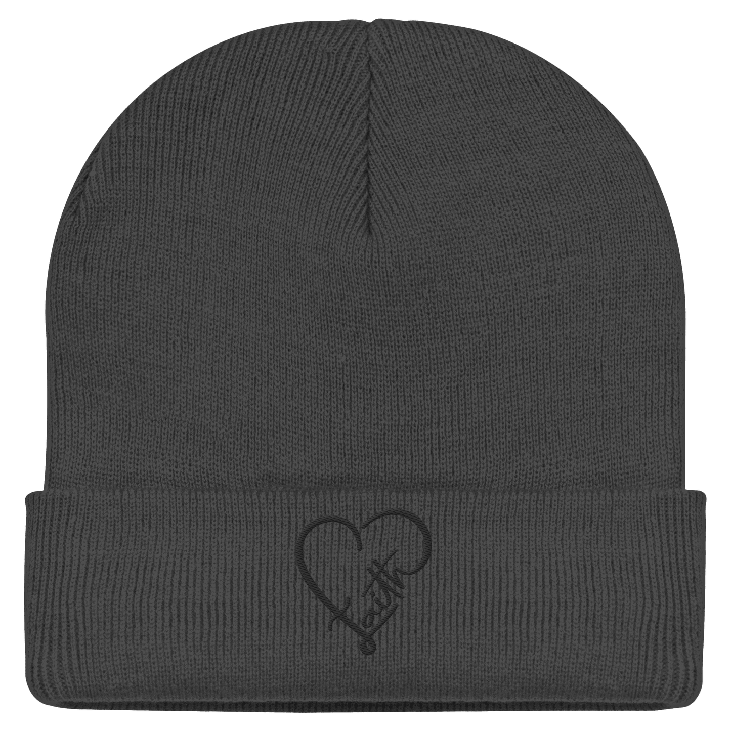 Gesticktes Glaube Motiv in Herzform (Stick) - Classic Beanie - Kappen & Mützen - Graphite Grey - GfoitMa