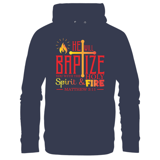 Getauft mit Geist und Feuer – Matthäus 3,11 | Christliches Design - Kids Premium Hoodie - Kids & Babys - Deep Navy - GfoitMa