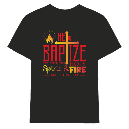 Getauft mit Geist und Feuer – Matthäus 3,11 | Christliches Design - Kids Premium Shirt - Kids & Babys - Black - GfoitMa