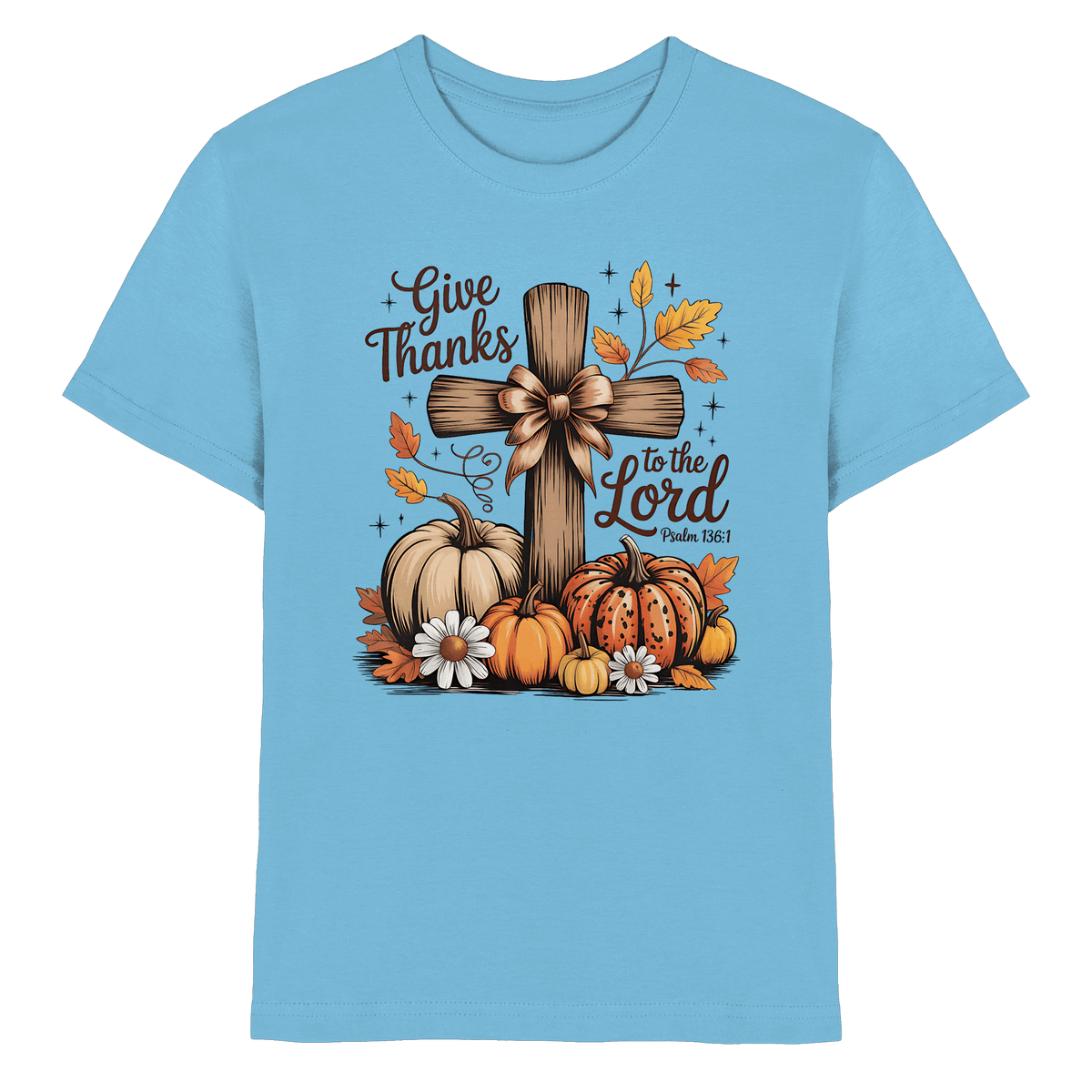Give Thanks to the Lord – Psalm 136:1 | Christliche Kleidung & Geschenke im Retro-Design - Kids Premium Shirt - Kids & Babys - Sky Blue - GfoitMa
