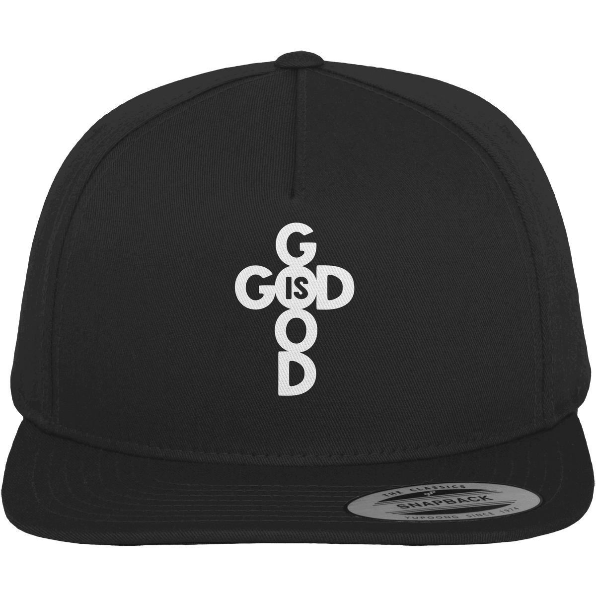 God is Good | Christliche Kleidung & Geschenke im Kreuz-Design - Premium Snapback - Kappen & Mützen - Black / Black - GfoitMa