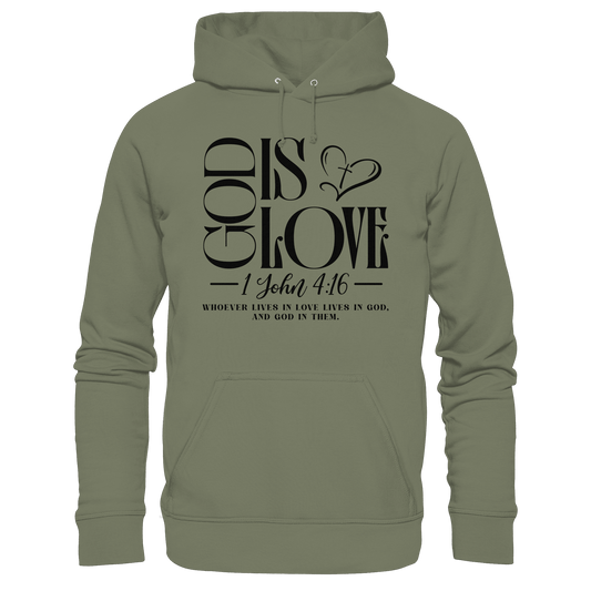 God Is Love – 1. John 4:16 | Ein Statement des Glaubens - Premium Unisex Hoodie - Hoodies - Classic Olive - GfoitMa