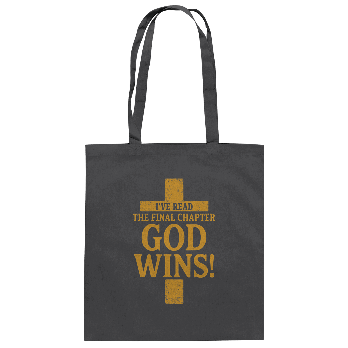 GOD WINS – Das Ende steht fest | Christliche Kleidung & Geschenke im Kreuz-Design - Baumwolltasche - Taschen - Graphite Grey - GfoitMa