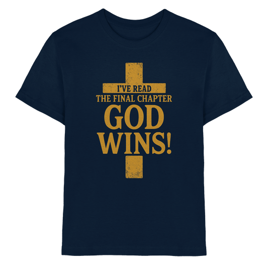 GOD WINS – Das Ende steht fest | Christliche Kleidung & Geschenke im Kreuz-Design - Kids Premium Shirt - Kids & Babys - Navy - GfoitMa