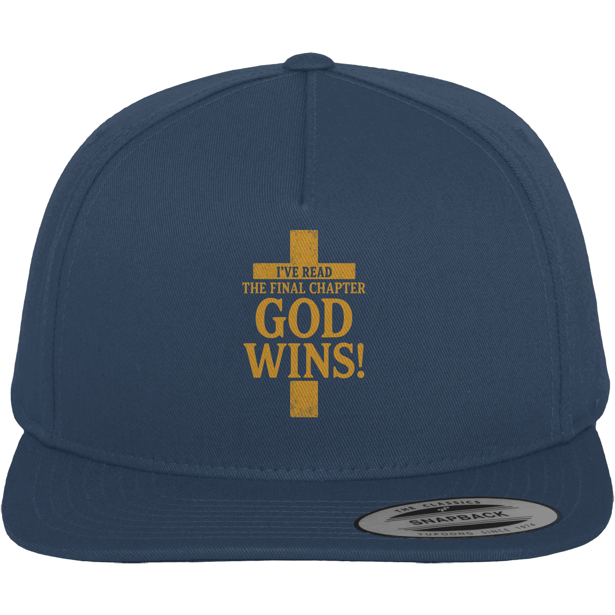 GOD WINS – Das Ende steht fest | Christliche Kleidung & Geschenke im Kreuz-Design - Premium Snapback - Kappen & Mützen - Navy / Green - GfoitMa