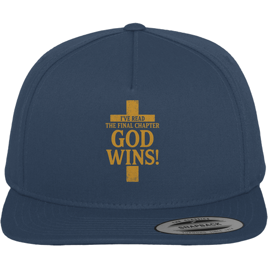 GOD WINS – Das Ende steht fest | Christliche Kleidung & Geschenke im Kreuz-Design - Premium Snapback - Kappen & Mützen - Navy / Green - GfoitMa