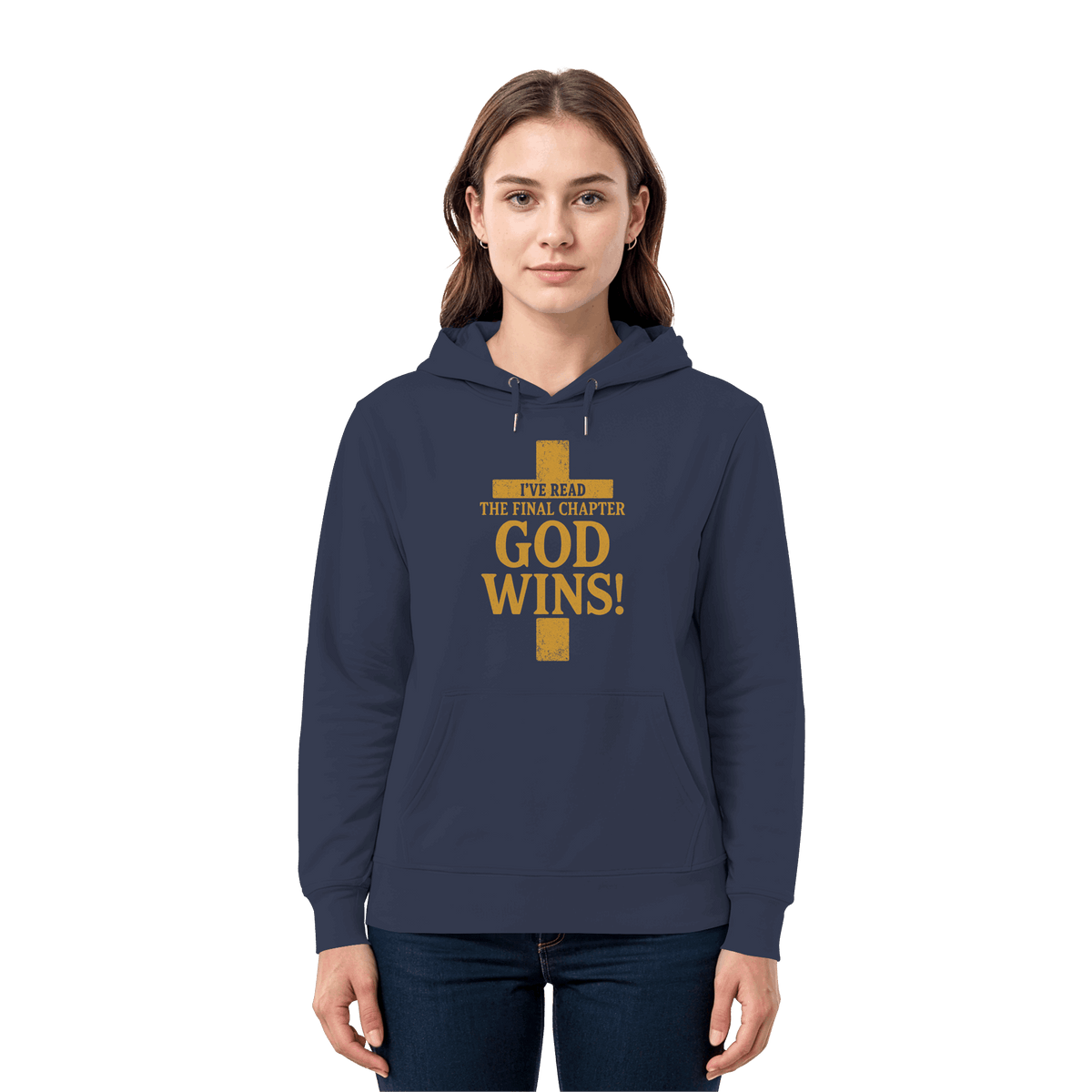 GOD WINS – Das Ende steht fest | Christliche Kleidung & Geschenke im Kreuz-Design - Premium Unisex Hoodie - Hoodies - Deep Navy - GfoitMa