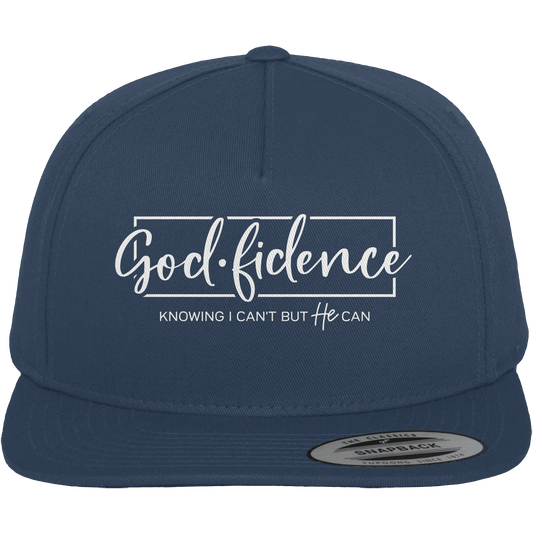 God.fidence – Knowing I can’t but He can | Christliche Kleidung - Premium Snapback - Kappen & Mützen - Navy / Green - GfoitMa