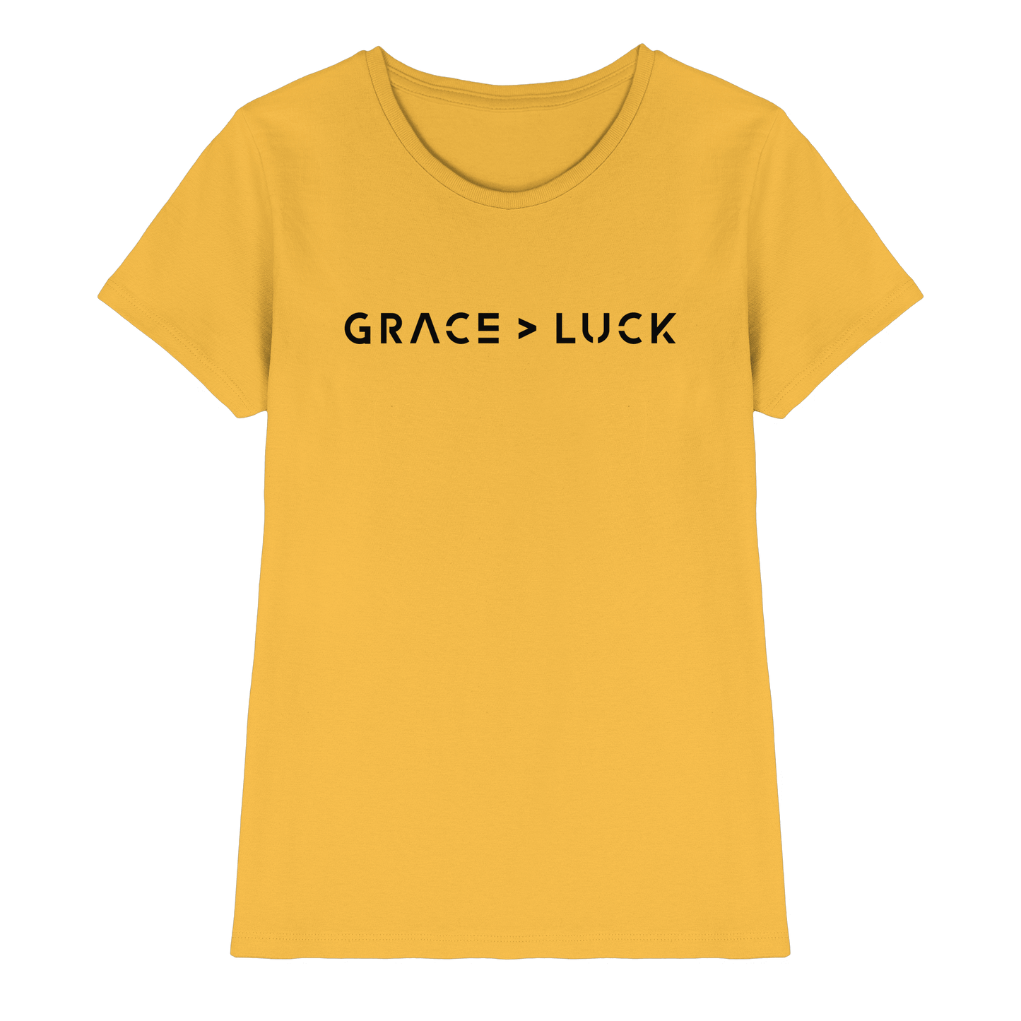 Grace > Luck | Christliches Design über Gottes Gnade - Ladies Premium Shirt - Lady-Shirts - Gold - GfoitMa