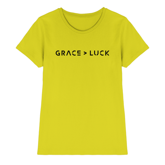 Grace > Luck | Christliches Design über Gottes Gnade - Ladies Premium Shirt - Lady-Shirts - Pixel Lime - GfoitMa
