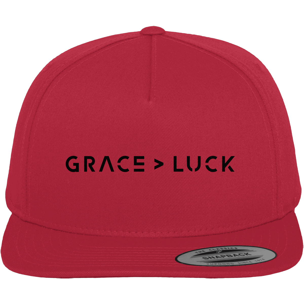 Grace > Luck | Christliches Design über Gottes Gnade - Premium Snapback - Kappen & Mützen - Red / Green - GfoitMa